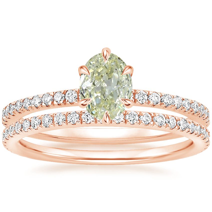14K Rose Gold Six Prong Luxe Viviana Diamond Ring (1/3 ct. tw.) with Luxe Ballad Diamond Ring (1/4 ct. tw.)