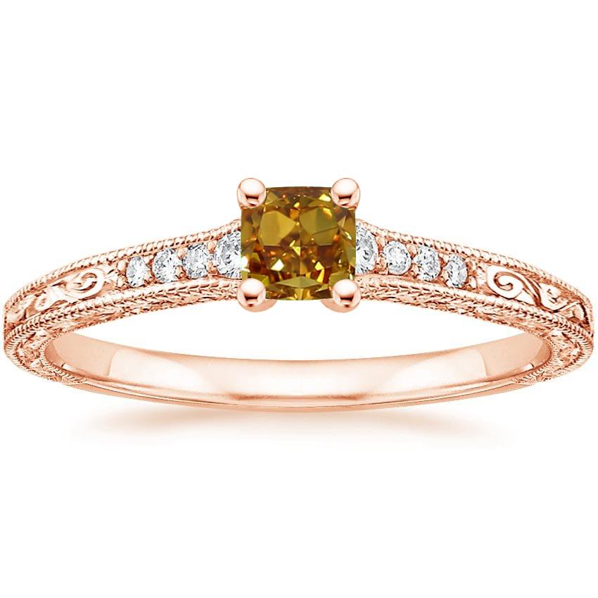 14K Rose Gold Hudson Engraved Diamond Ring, large top view
