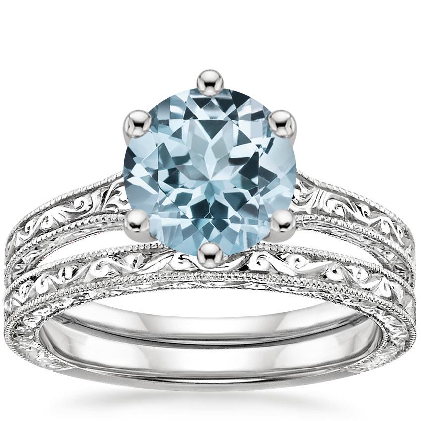 Aquamarine Hudson Bridal Set In 18k White Gold