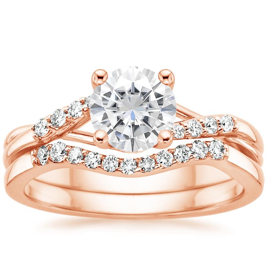 14KR Moissanite Chamise Diamond Bridal Set, top view
