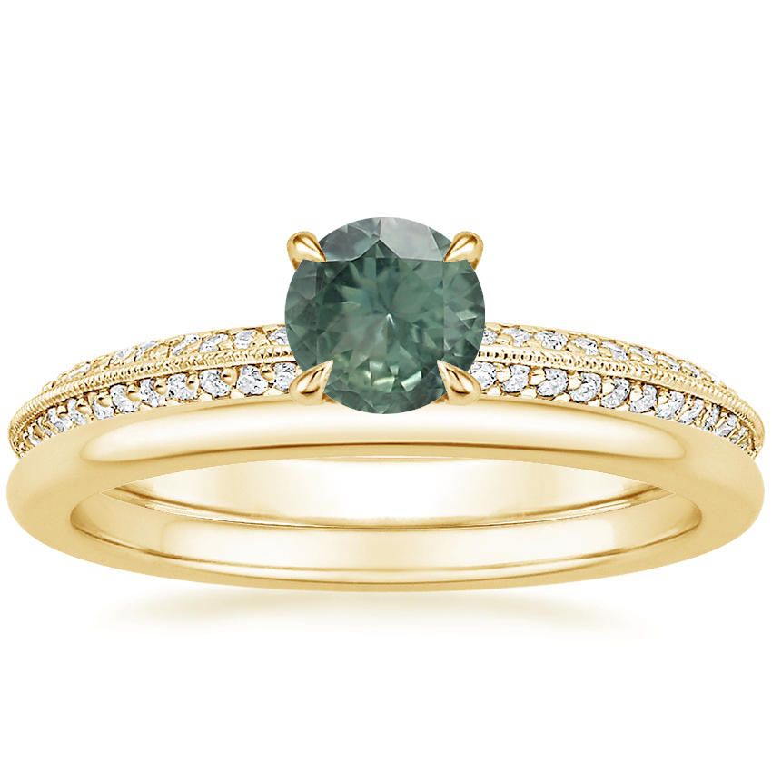 18K Yellow Gold Callista Diamond Ring with Petite Comfort Fit Wedding Ring