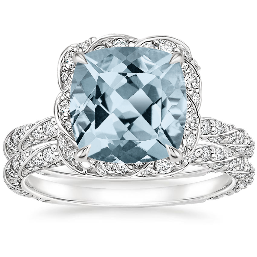 18KW Aquamarine Nova Diamond Bridal Set (3/4 ct. tw.), top view