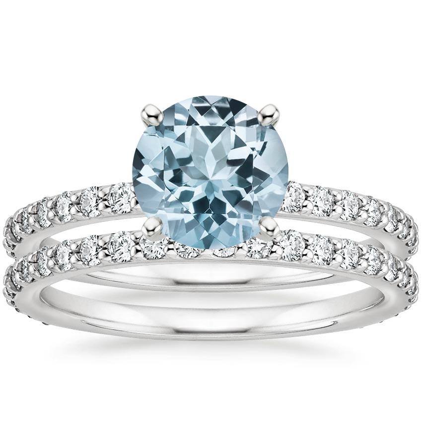 PT Aquamarine Luxe Petite Shared Prong Diamond Bridal Set (3/4 ct. tw.), top view