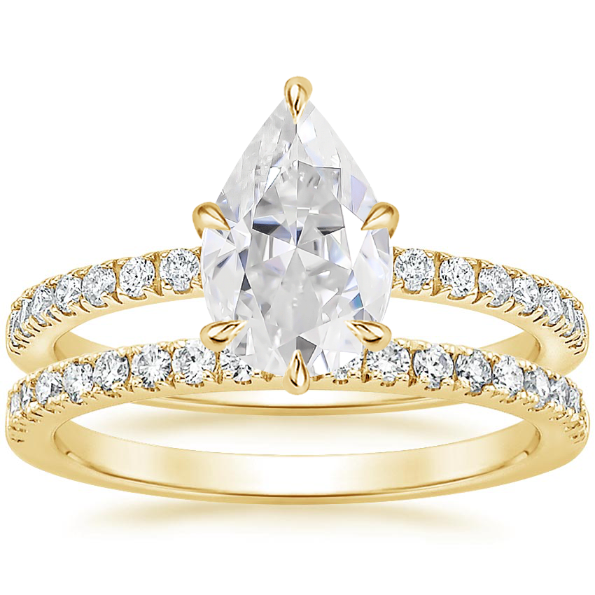 18KY Moissanite Bliss Diamond Ring (1/6 ct. tw.) with Bliss Diamond Ring (1/5 ct. tw.), top view