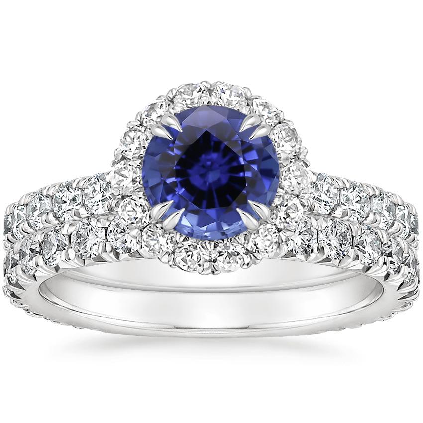 18KW Sapphire Luxe Sienna Halo Diamond Bridal Set (1 3/8 ct. tw.), top view