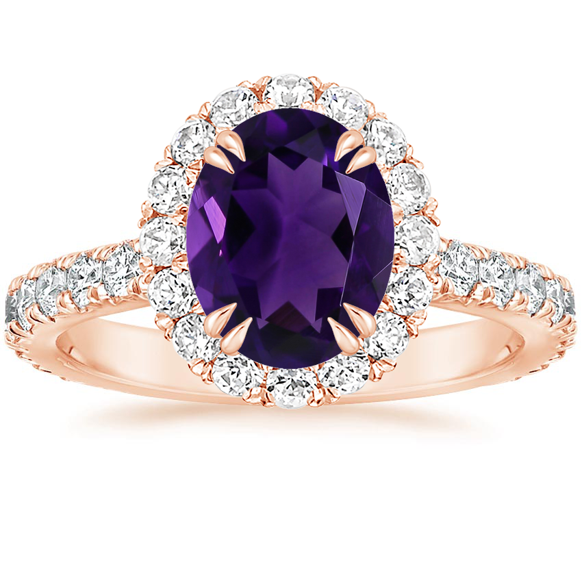 14K Rose Gold Sienna Halo Three-Quarter Coverage Diamond Ring (3/4 ct. tw.), large top view