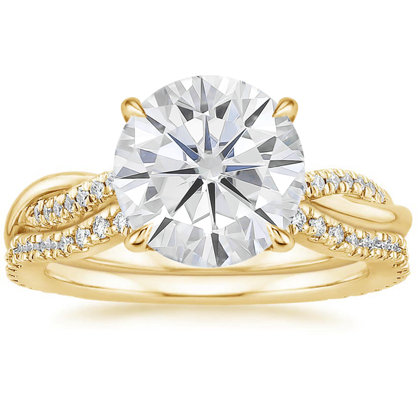 18KY Moissanite Petite Twisted Vine Contoured Diamond Bridal Set (1/3 ct. tw.), top view