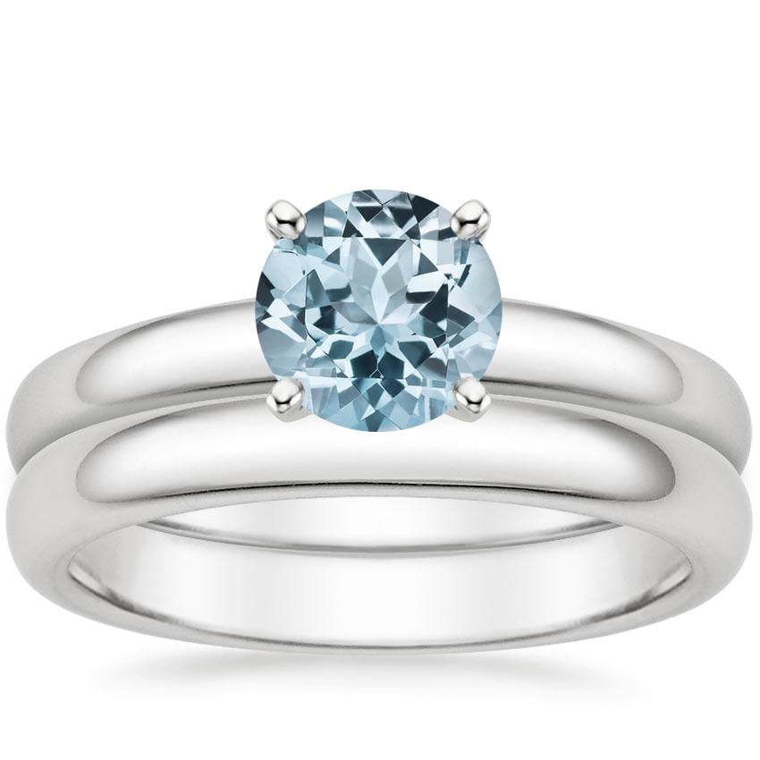 PT Aquamarine 3mm Comfort Fit Bridal Set, top view