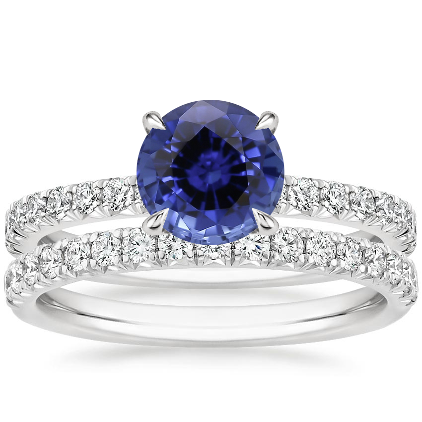 18KW Sapphire Amelie Diamond Bridal Set, top view