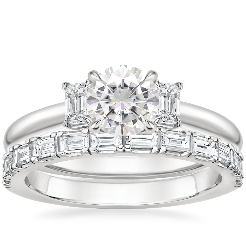 18K White Gold Rhiannon Diamond Ring (1/4 ct. tw.) with Gemma Diamond Ring (1/2 ct. tw.)