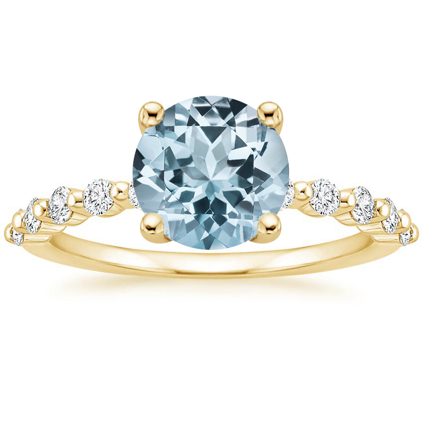 Yellow Gold Aquamarine Marseille Diamond Ring (1/4 ct. tw.)