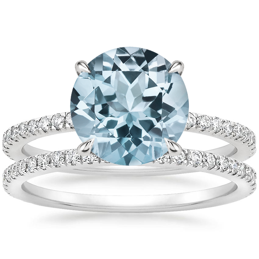 18KW Aquamarine Luxe Viviana Diamond Bridal Set (1/2 ct. tw.), top view