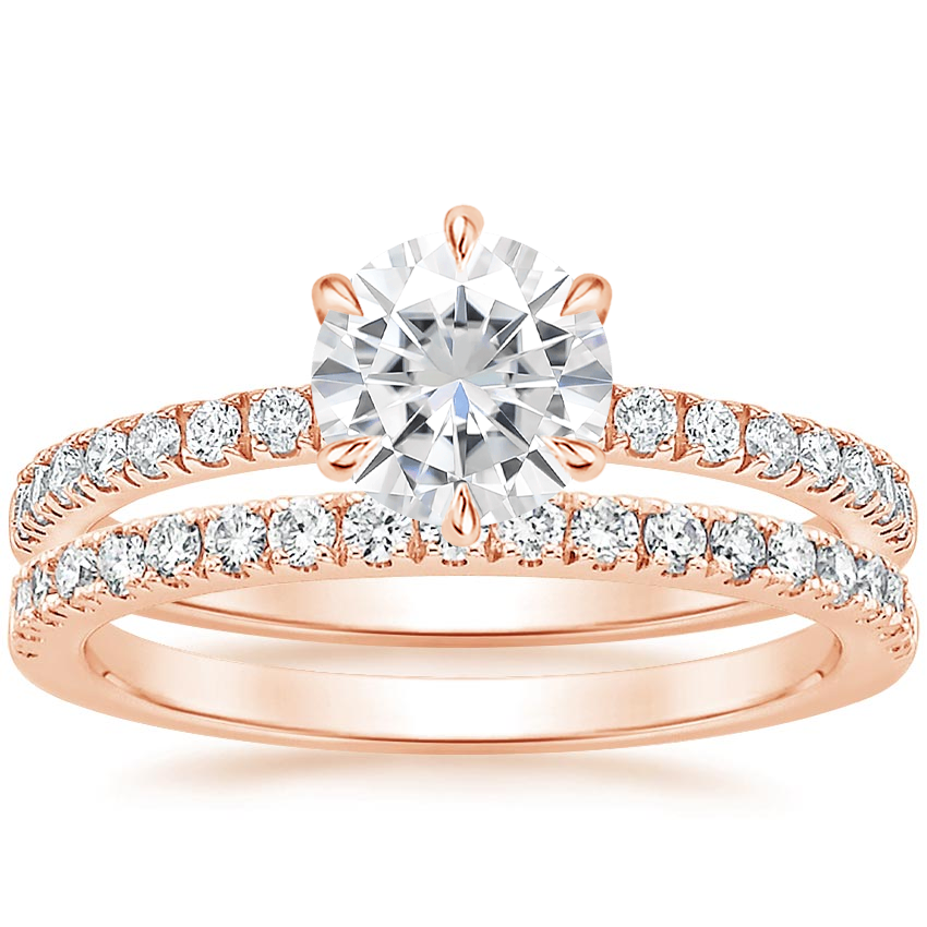 14KR Moissanite Bliss Diamond Ring (1/6 ct. tw.) with Bliss Diamond Ring (1/5 ct. tw.), top view