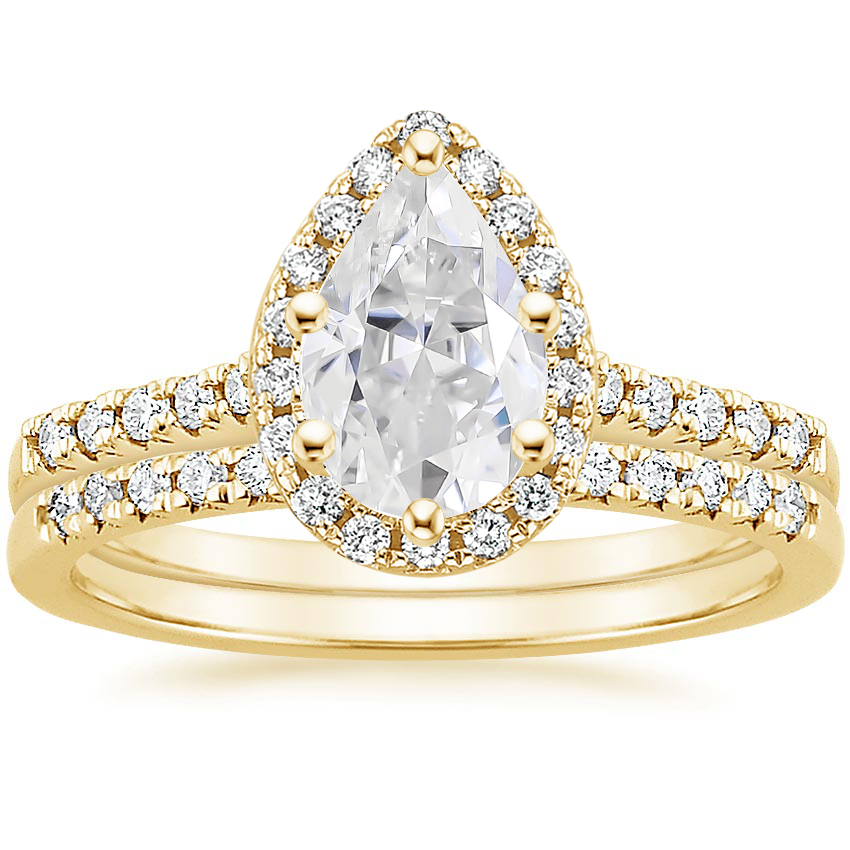 18KY Moissanite Odessa Diamond Ring (1/5 ct. tw.) with Sonora Diamond Ring (1/8 ct. tw.), top view