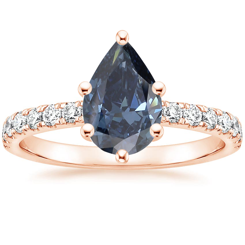 14K Rose Gold Constance Hidden Halo Diamond Ring, large top view