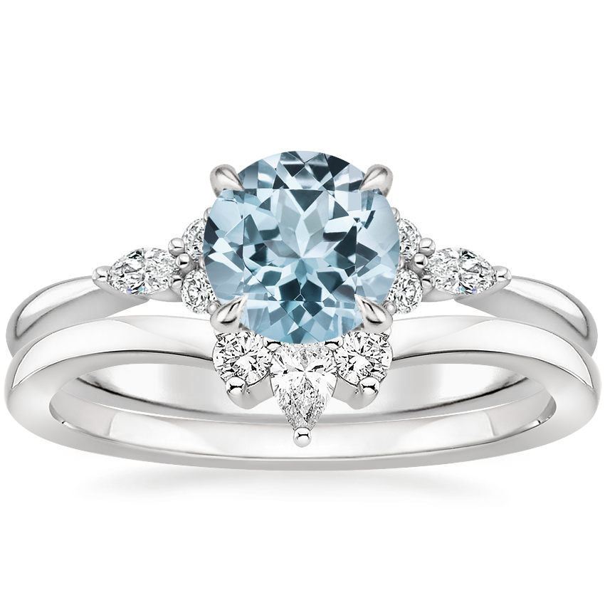 PT Aquamarine Nadia Diamond Bridal Set, top view