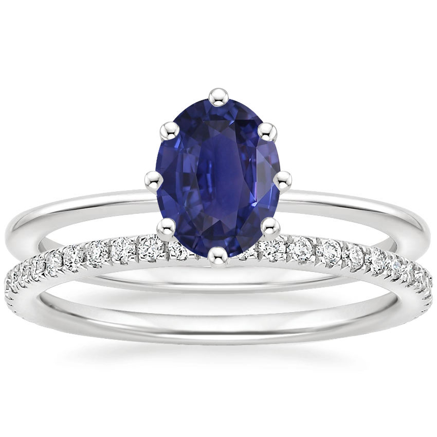 18K White Gold Eight Prong Petite Elodie Ring with Luxe Ballad Diamond Ring (1/4 ct. tw.)
