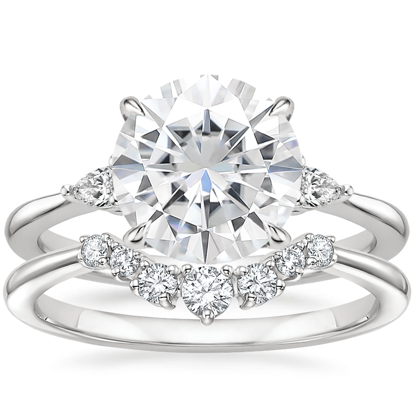 18KW Moissanite Aria Contoured Diamond Bridal Set, top view