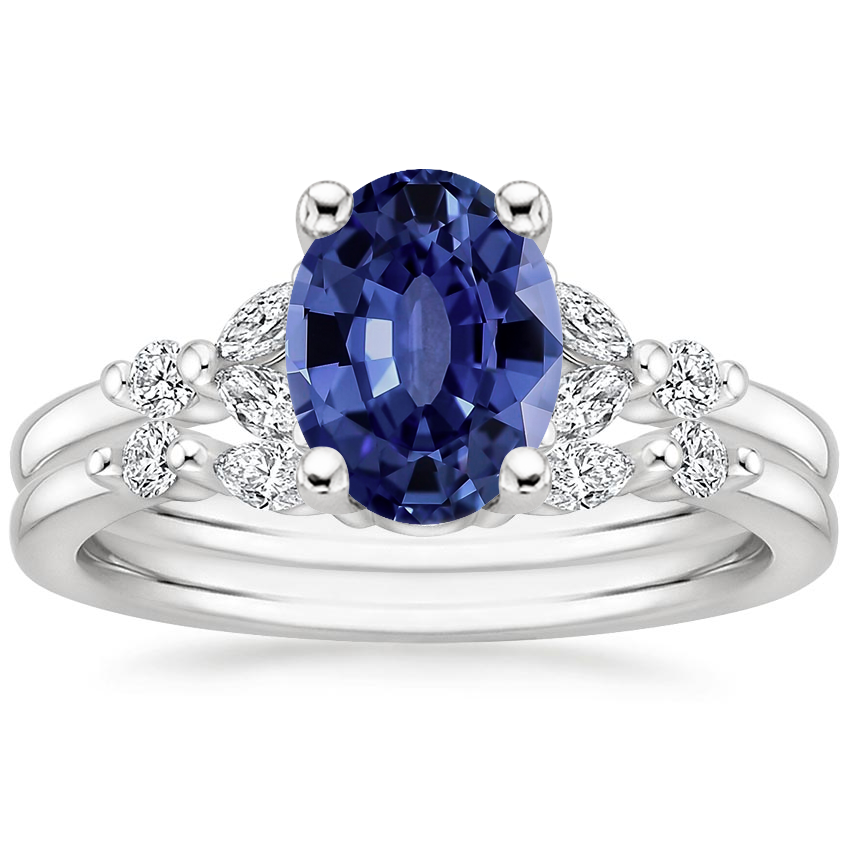 18KW Sapphire Verbena Diamond Bridal Set (1/4 ct. tw.), top view