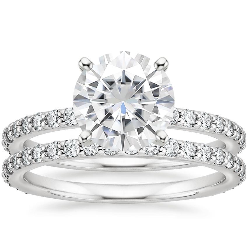 18KW Moissanite Luxe Petite Shared Prong Diamond Bridal Set (3/4 ct. tw.), top view