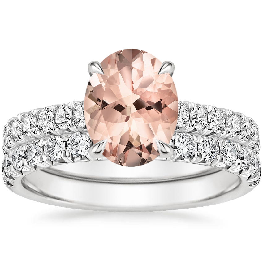 18KW Morganite Sienna Diamond Bridal Set (7/8 ct. tw.), top view