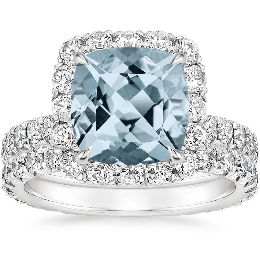 18KW Aquamarine Estelle Diamond Bridal Set (1 1/3 ct. tw.), top view