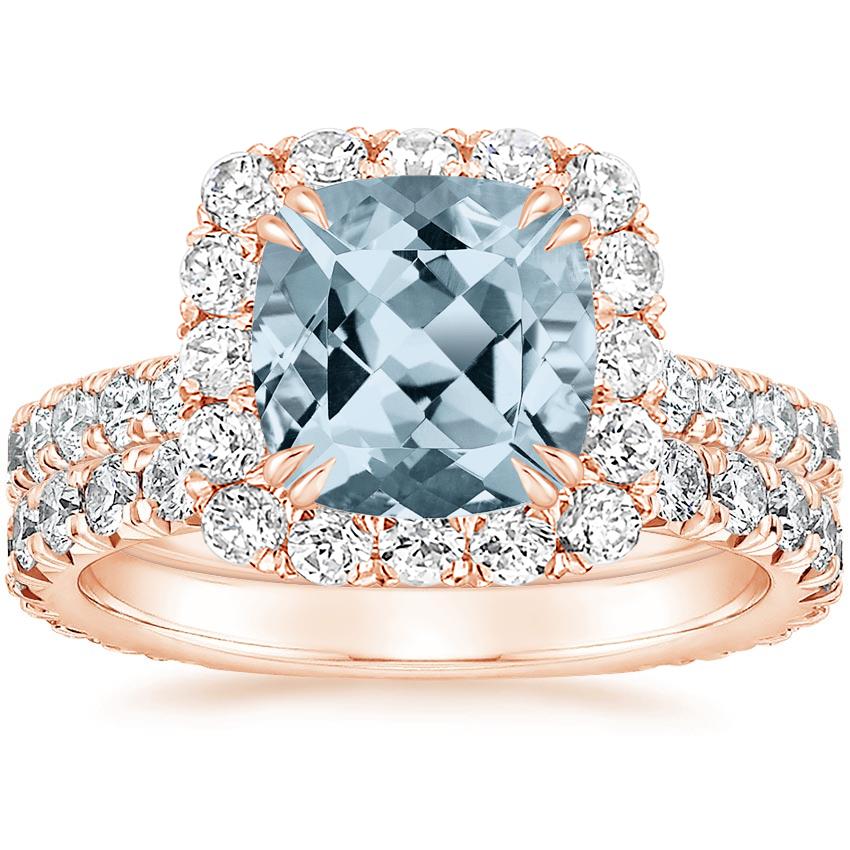 Aquamarine Luxe Sienna Halo Diamond Bridal Set (1 3/8 ct. tw.) in 14K ...
