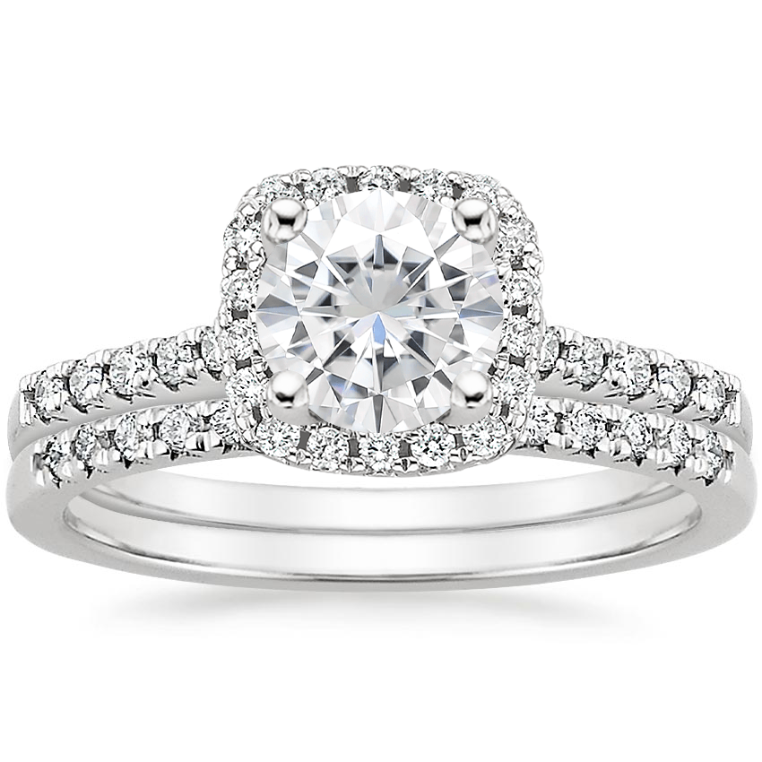 PT Moissanite Odessa Diamond Ring (1/5 ct. tw.) with Sonora Diamond Ring (1/8 ct. tw.), top view