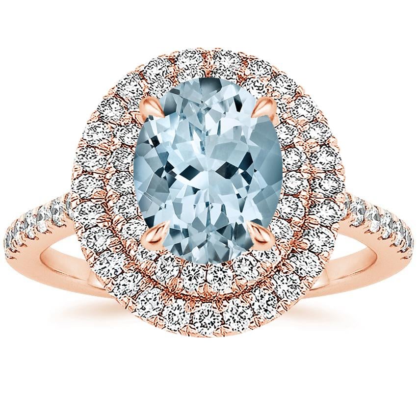 Aquamarine Soleil Diamond Ring (1/2 ct. tw.) in 14K Rose Gold