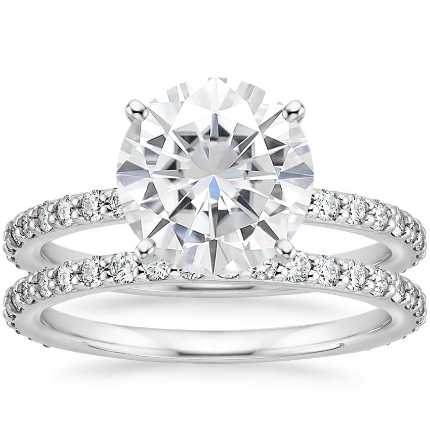 18KW Moissanite Luxe Petite Shared Prong Diamond Bridal Set (3/4 ct. tw.), top view