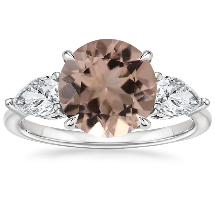 18K White Gold Luxe Opera Three Stone Diamond Ring, large top view