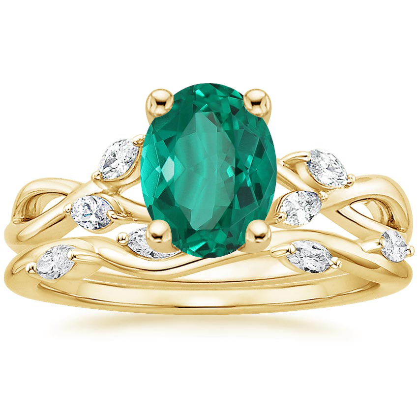 18K Yellow Gold Willow Diamond Ring (1/8 ct. tw.) with Winding Willow Diamond Ring (1/8 ct. tw.)