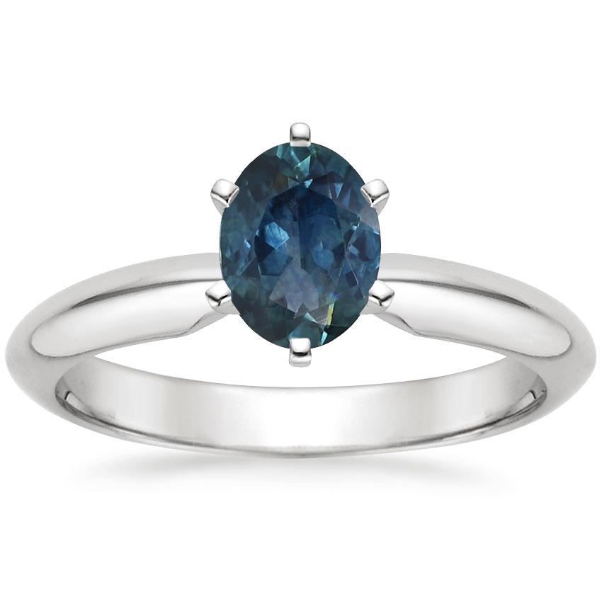 18K White Gold Classic Six-Prong Solitaire Ring, large top view