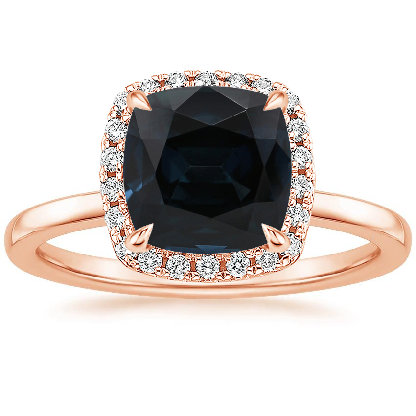 14K Rose Gold Vienna Halo Diamond Ring, large top view