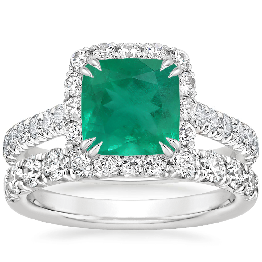 18K White Gold Sienna Halo Diamond Ring with Anthology Diamond Ring (2/3 ct. tw.)