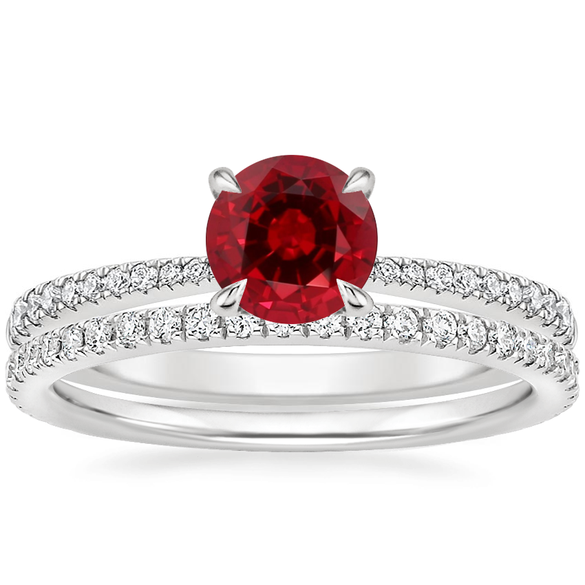 18K White Gold Elena Diamond Ring with Luxe Ballad Diamond Ring (1/4 ct. tw.)