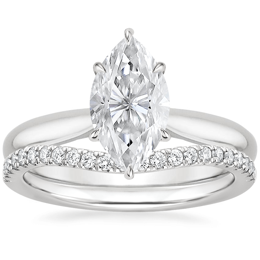 18K White Gold Catalina Ring with Curved Ballad Diamond Ring 1 6 ct. tw
