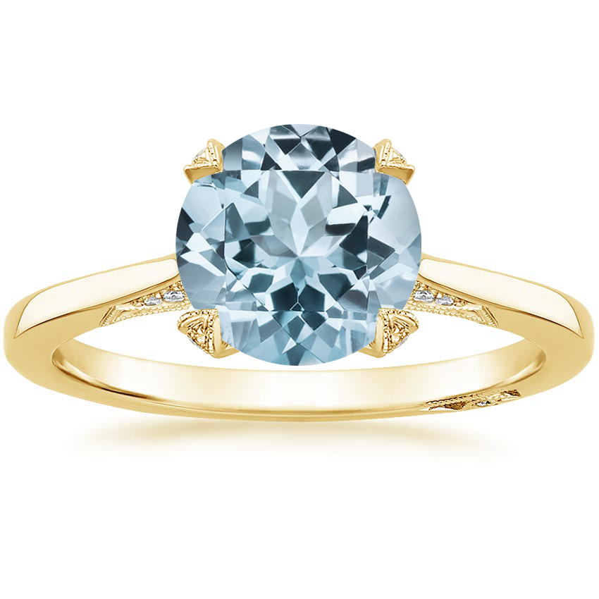 Yellow Gold Aquamarine Simply Tacori Diamond Ring (1/8 ct. tw.)