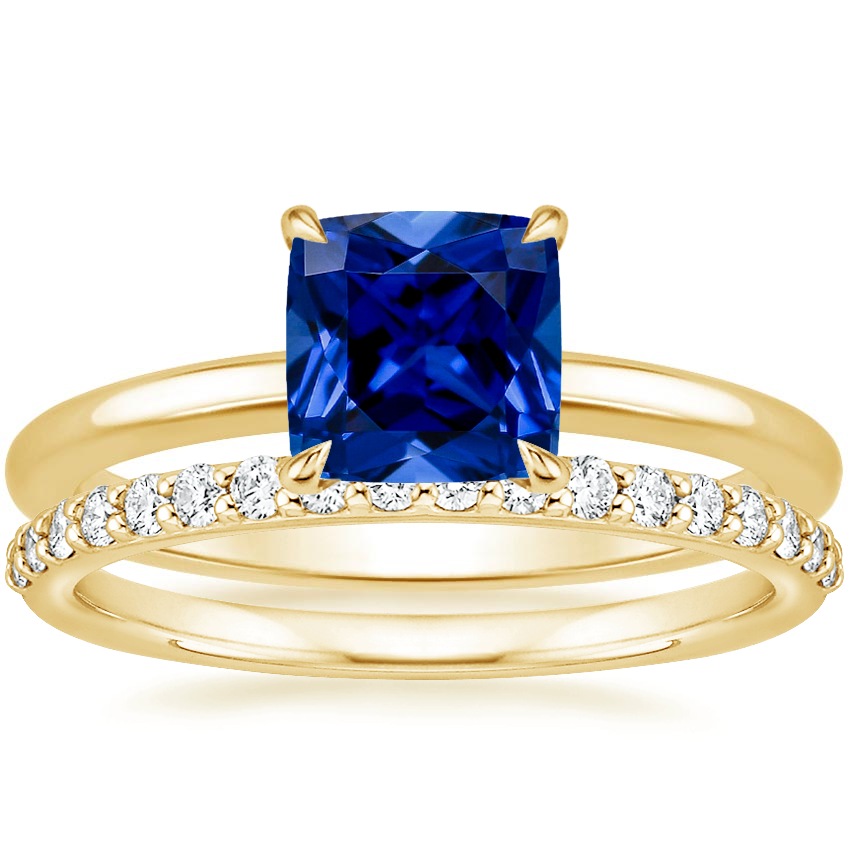 14K Yellow Gold Elodie Ring with Petite Shared Prong Diamond Ring (1/4 ct. tw.)