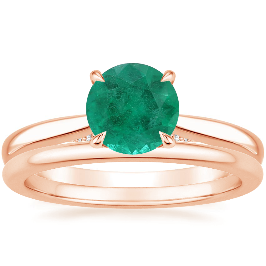 14K Rose Gold Dawn Diamond Ring with Petite Comfort Fit Wedding Ring