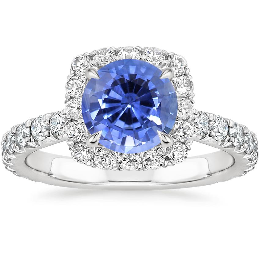 Platinum Estelle Halo Diamond Ring (3/4 ct. tw.), large top view