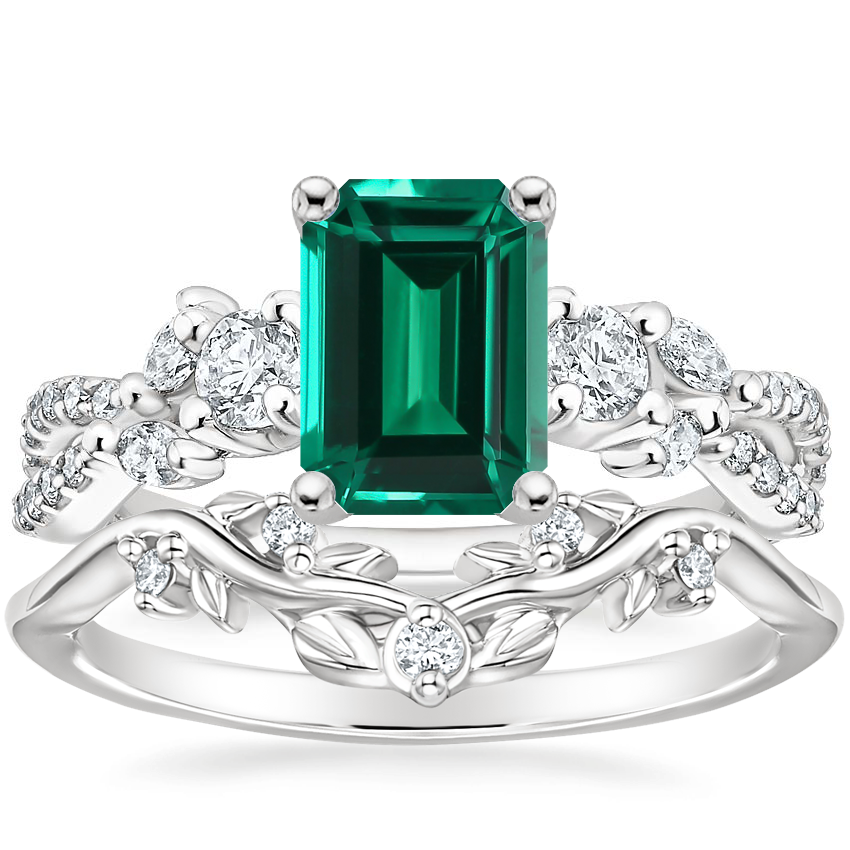 18K White Gold Three Stone Luxe Willow Diamond Ring 1 2 ct. tw. with Veranda Diamond Ring