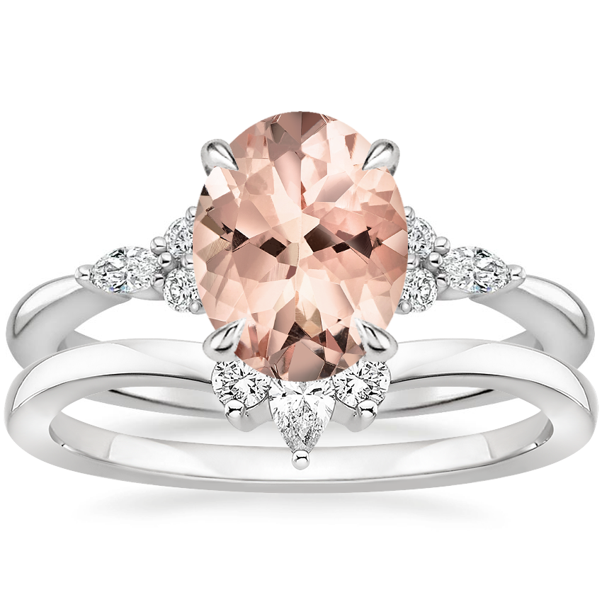 PT Morganite Nadia Diamond Bridal Set, top view