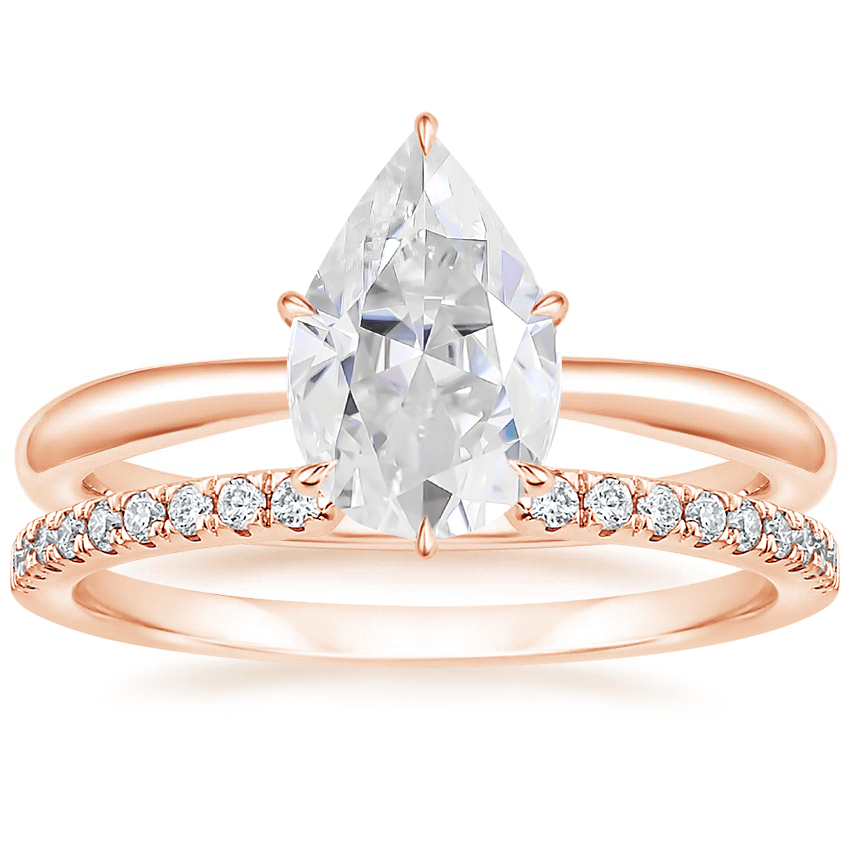 14KR Moissanite Freesia Ring with Sia Diamond Open Ring, top view