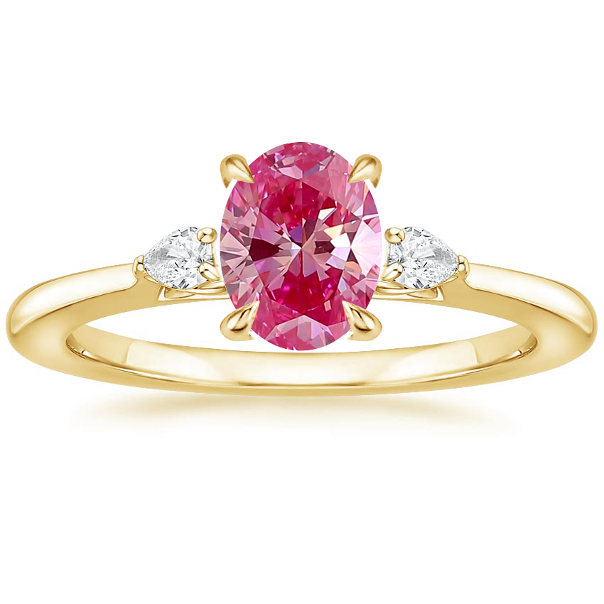 14K Yellow Gold Aria Perfect Fit Three Stone Diamond Ring, large top view