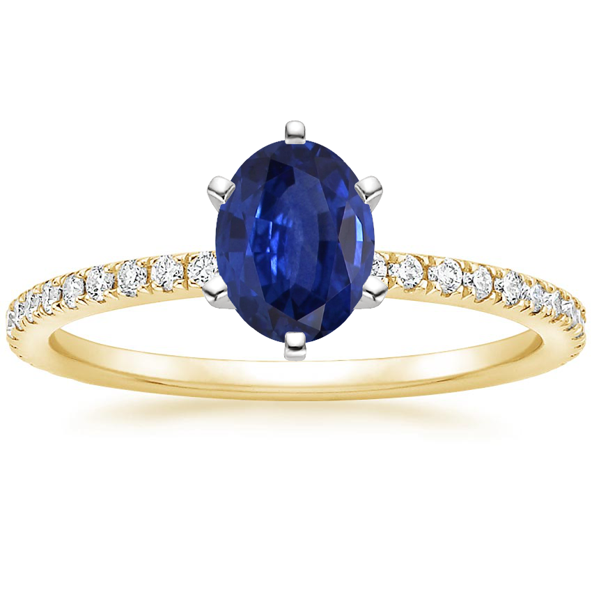 Sapphire Six-Prong Luxe Ballad Diamond Ring in 18K Yellow Gold