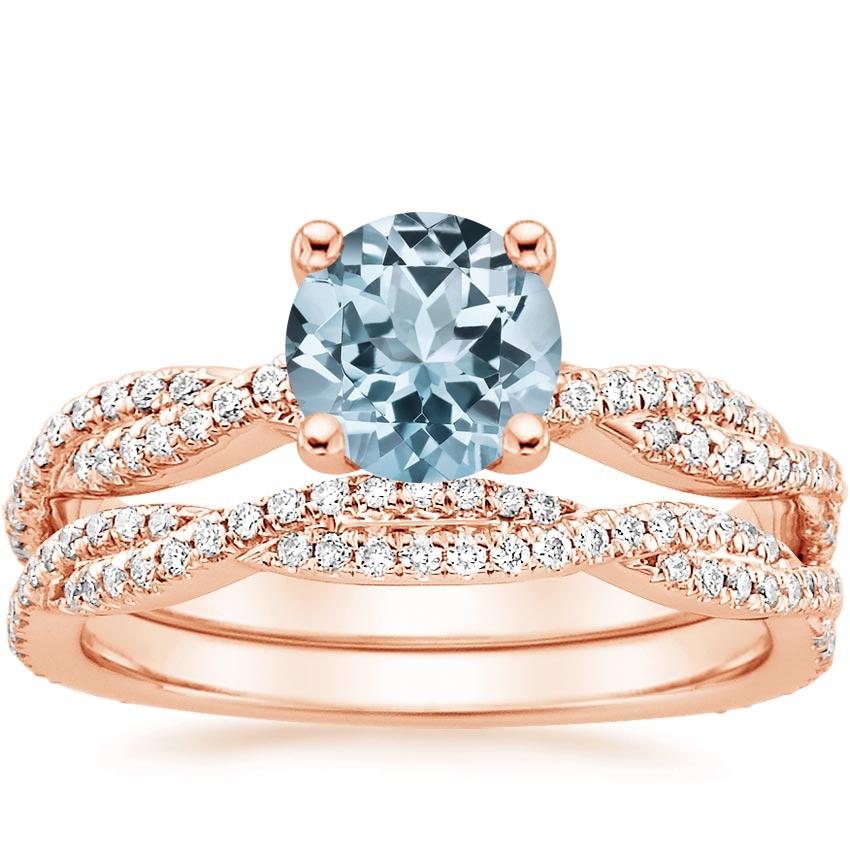 14KR Aquamarine Petite Luxe Twisted Vine Bridal Set (1/2 ct. tw.), top view