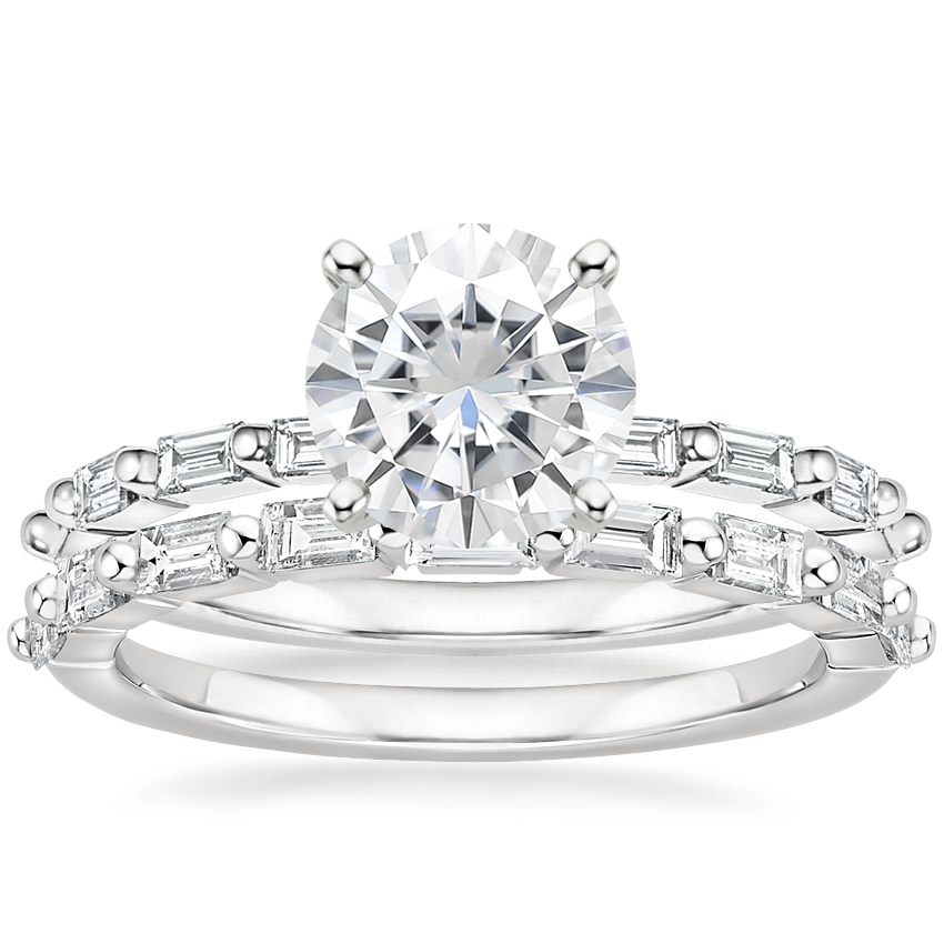 18KW Moissanite Dominique Diamond Bridal Set, top view