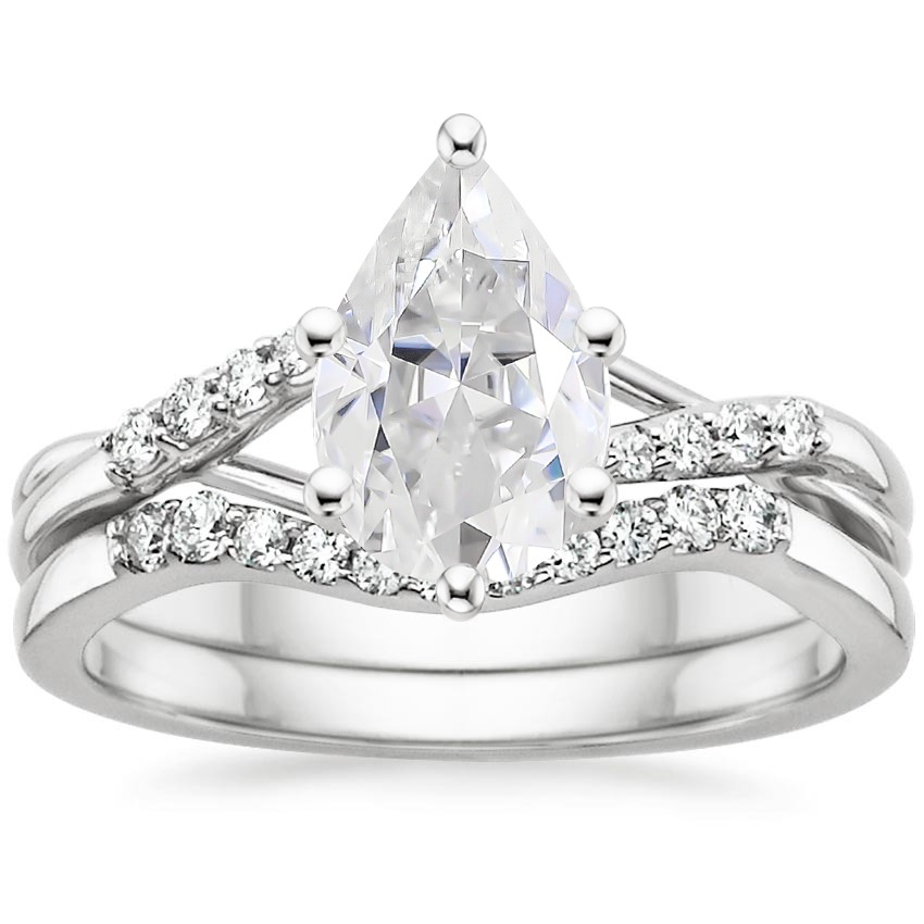 18KW Moissanite Chamise Diamond Bridal Set, top view