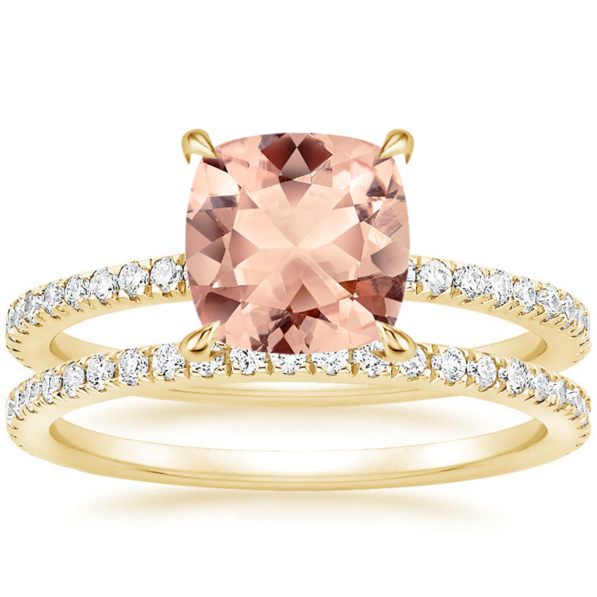 18KY Morganite Luxe Viviana Diamond Bridal Set (1/2 ct. tw.), top view
